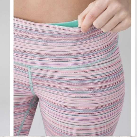 Lululemon Wunder Under Pant III Luxtreme Cyber Stripe Flash Light Menthol Size 2 - Picture 4 of 11